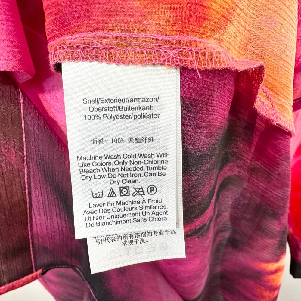 DKNY Plus Size 3X Top Watercolor Chiffon Tunic Pink Maximalism Artsy 1626 - Picture 8 of 9